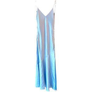 ATOIR Light Blue Satin Maxi Dress Side Button Formal Evening Wedding Guest S 4